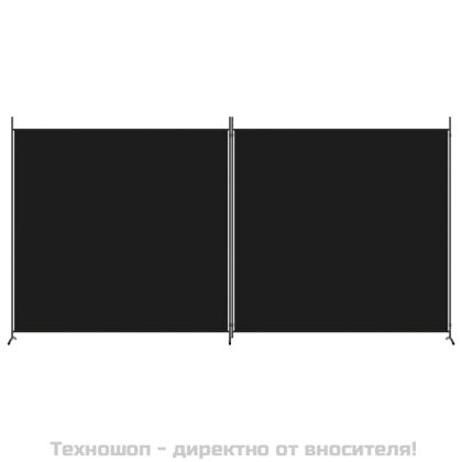 Параван за стая, 2 панела, черен, 348x180 cм, плат