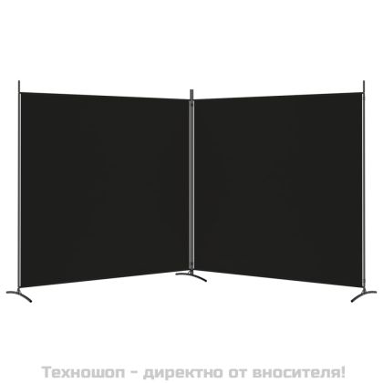 Параван за стая, 2 панела, черен, 348x180 cм, плат