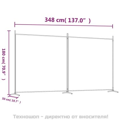 Параван за стая, 2 панела, черен, 348x180 cм, плат