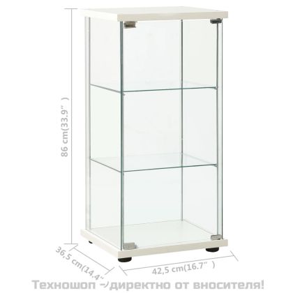 Шкаф за съхранение, закалено стъкло, бял