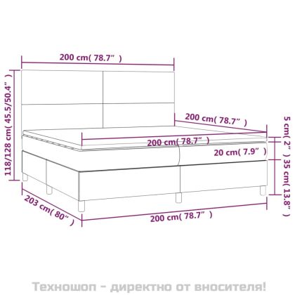 Боксспринг легло с матрак, розово, 200x200 см, кадифе