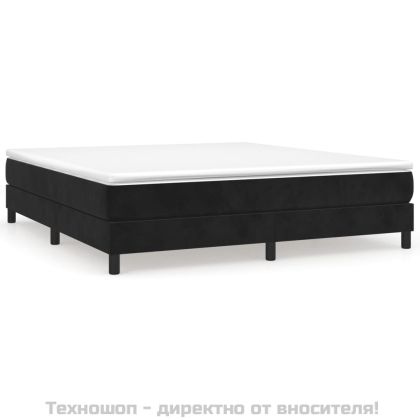 Боксспринг легло с матрак, черно, 160x200 см, кадифе