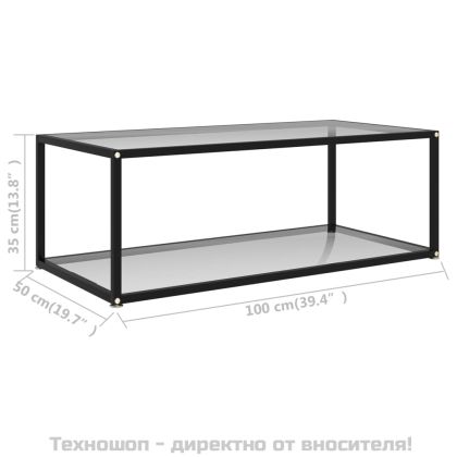 Кафе маса, прозрачна, 100x50x35 cм, закалено стъкло