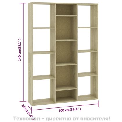 Разделител за стая, дъб сонома, 100x24x140 см, инженерно дърво