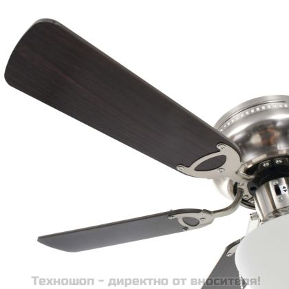 Декоративен вентилатор за таван с осветление, 82 см, тъмнокафяв