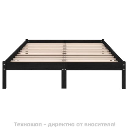 Рамка за легло, черна, дърво масив, 150x200 cм, King Size