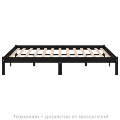 Рамка за легло, черна, дърво масив, 150x200 cм, King Size