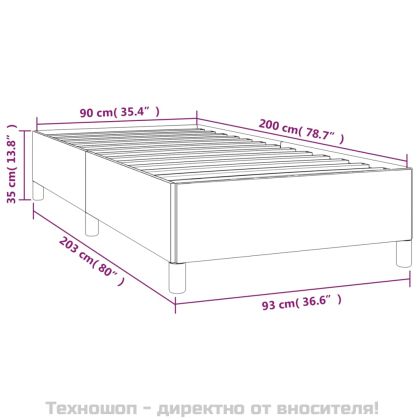 Рамка за легло без матрак, Синьо, 90x200 см, плат