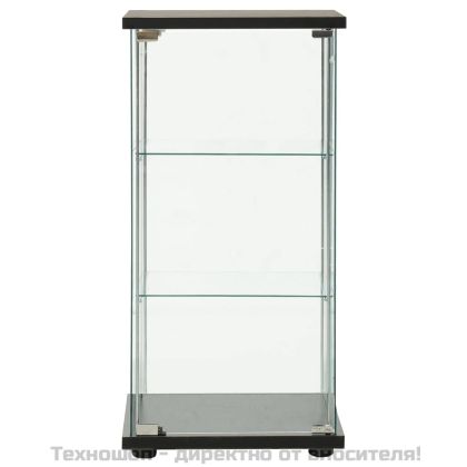 Шкаф за съхранение, закалено стъкло, черен