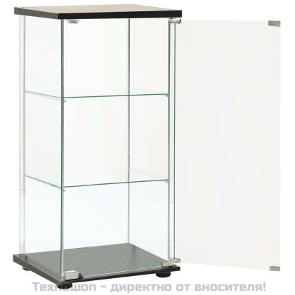 Шкаф за съхранение, закалено стъкло, черен