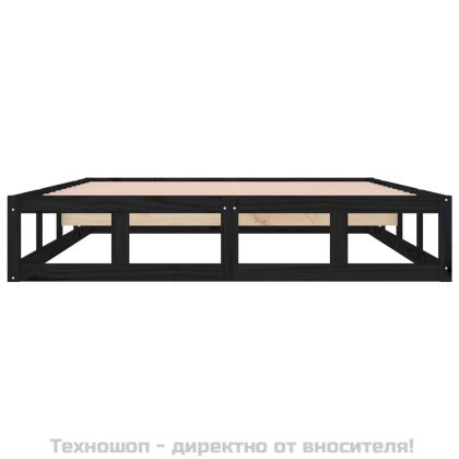 рамка за легло черна 140x190 см масивно дърво