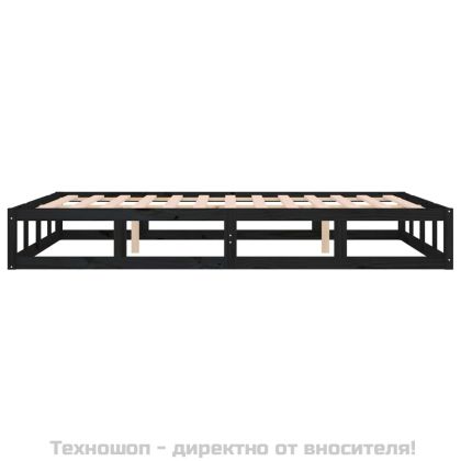 рамка за легло черна 140x190 см масивно дърво