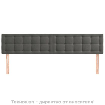 Горни табли за легло, 2 бр, тъмносиви, 100x5x78/88 см, кадифе