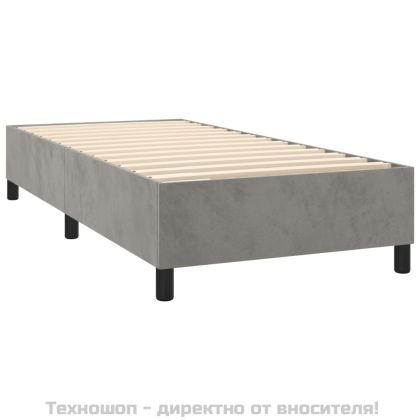 Боксспринг легло с матрак, светлосива, 90x190 см, кадифе