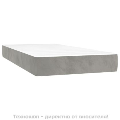 Боксспринг легло с матрак, светлосива, 90x190 см, кадифе