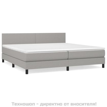 Боксспринг легло с матрак, светлосиво, 200x200 см, плат