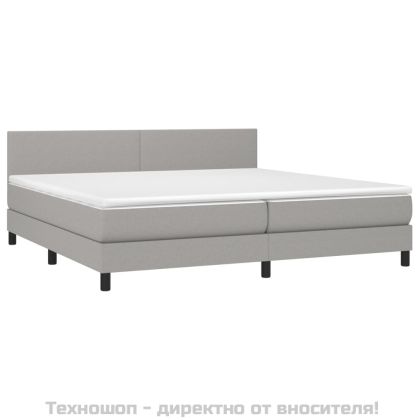 Боксспринг легло с матрак, светлосиво, 200x200 см, плат