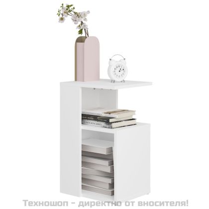 Странична маса, бяла, 36x30x56 см, инженерно дърво