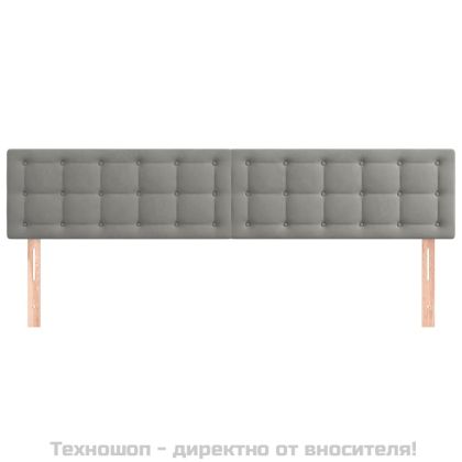 Горни табли за легло, 2 бр, светлосиви, 80x5x78/88 см кадифе