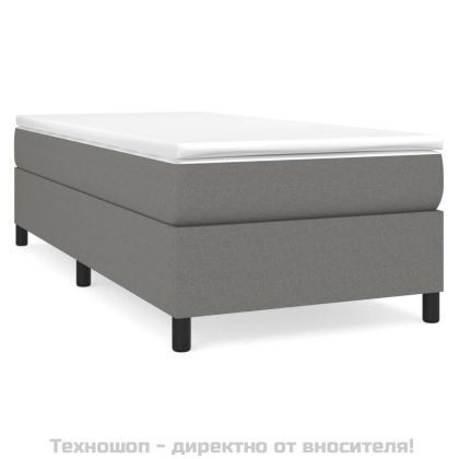 Боксспринг легло с матрак, тъмносиво, 100x200 см, плат