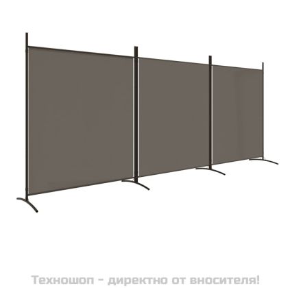 Параван за стая, 3 панела, антрацит, 525x180 cм, текстил