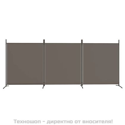 Параван за стая, 3 панела, антрацит, 525x180 cм, текстил