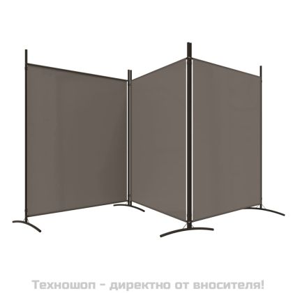Параван за стая, 3 панела, антрацит, 525x180 cм, текстил