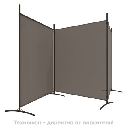 Параван за стая, 3 панела, антрацит, 525x180 cм, текстил