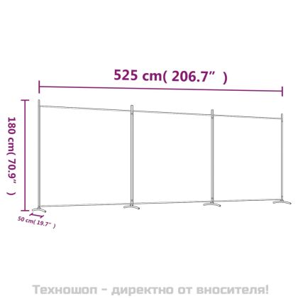 Параван за стая, 3 панела, антрацит, 525x180 cм, текстил