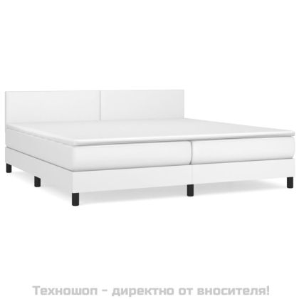 Боксспринг легло с матрак, бяло, 200x200 см, изкуствена кожа