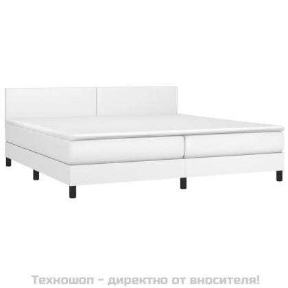 Боксспринг легло с матрак, бяло, 200x200 см, изкуствена кожа