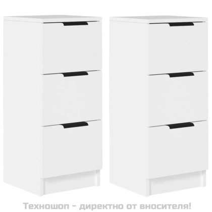 Сайдборди, 2 бр, бели, 30x30x70 см, инженерно дърво