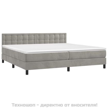 Боксспринг легло с матрак, светлосиво, 200x200 см, кадифе