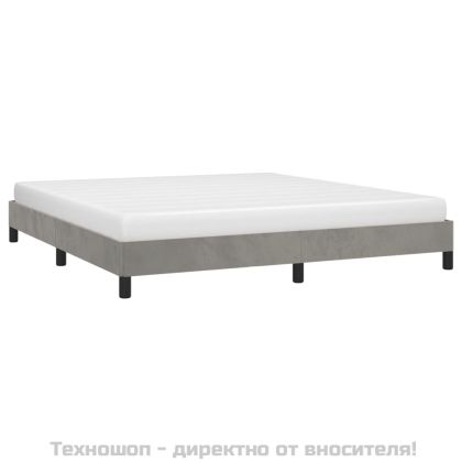 Рамка за легло без матрак, светлосива, 160x200 см, кадифе