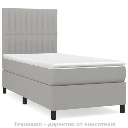 Боксспринг легло с матрак, светлосива, 90x190 см, плат