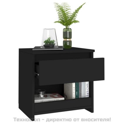 Нощни шкафчета, 2 бр, черни, 40x30x39 см, инженерно дърво