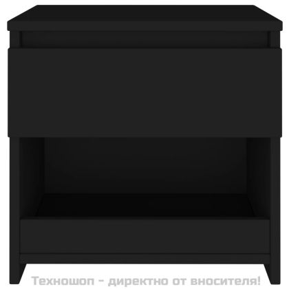 Нощни шкафчета, 2 бр, черни, 40x30x39 см, инженерно дърво