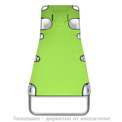 Сгъваем шезлонг с възглавница, прахово боядисана стомана, зелен