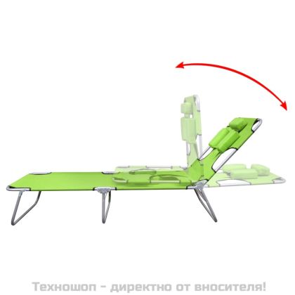 Сгъваем шезлонг с възглавница, прахово боядисана стомана, зелен