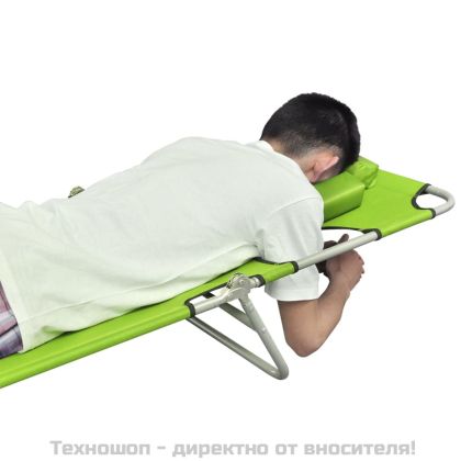 Сгъваем шезлонг с възглавница, прахово боядисана стомана, зелен