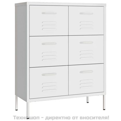 Шкаф с чекмеджета, бял, 80х35х101,5 см, стомана