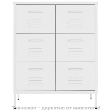 Шкаф с чекмеджета, бял, 80х35х101,5 см, стомана