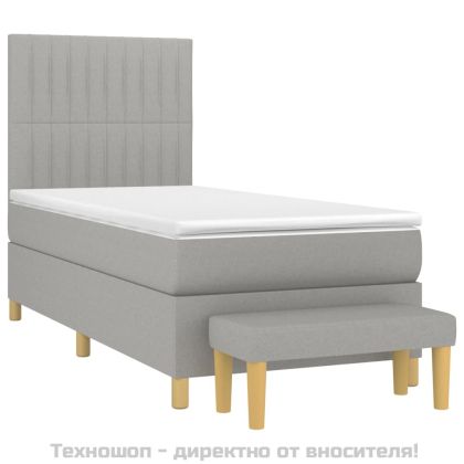 Боксспринг легло с матрак, светлосива, 90x190 см, плат