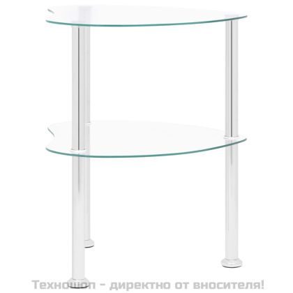 Странична маса с 2 рафта прозрачна 38x38x50 см закалено стъкло