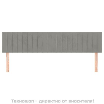 Горни табли за легло, 2 бр, светлосиви, 100x5x78/88 см, кадифе