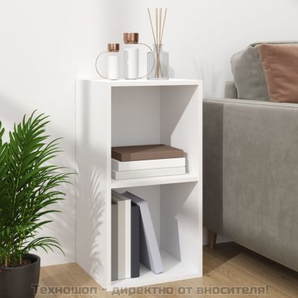 Шкаф за винилови плочи, бял, 71x34x36 см, инженерно дърво