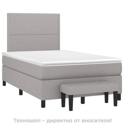Боксспринг легло с матрак, светлосиво, 120x200 см, плат
