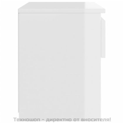 Нощни шкафчета, 2 бр, бял гланц, 40x30x39 см, инженерно дърво