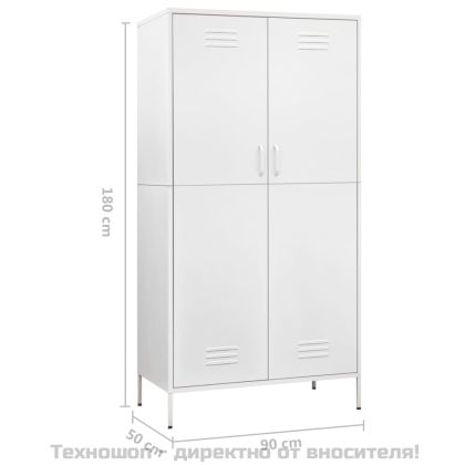 Гардероб, бял, 90x50x180 см, стомана
