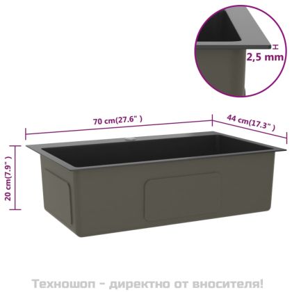 Ръчно изработена кухненска мивка, черна, неръждаема стомана